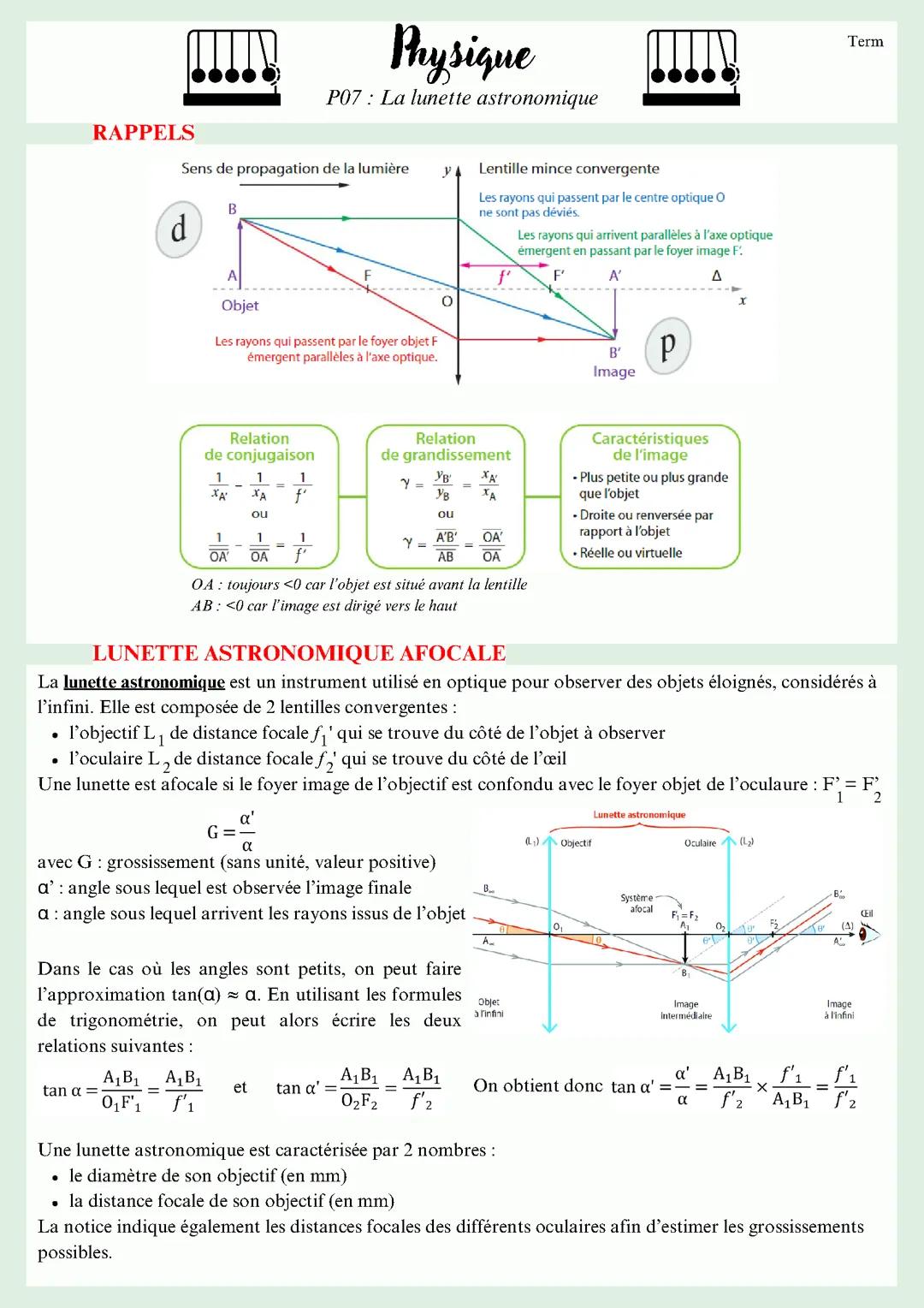 La lunette astronomique