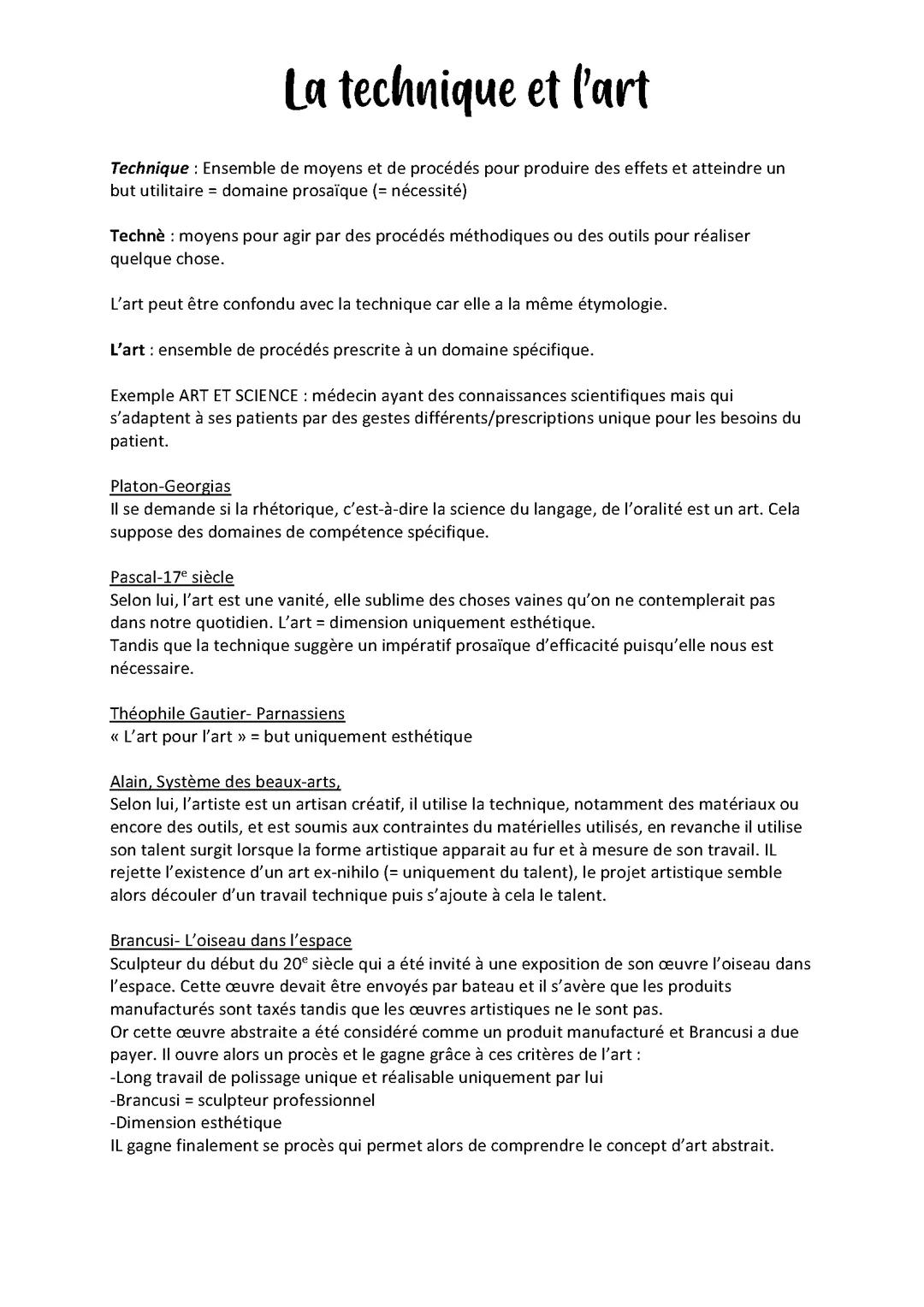 La technique,le travail et l’art-Philo