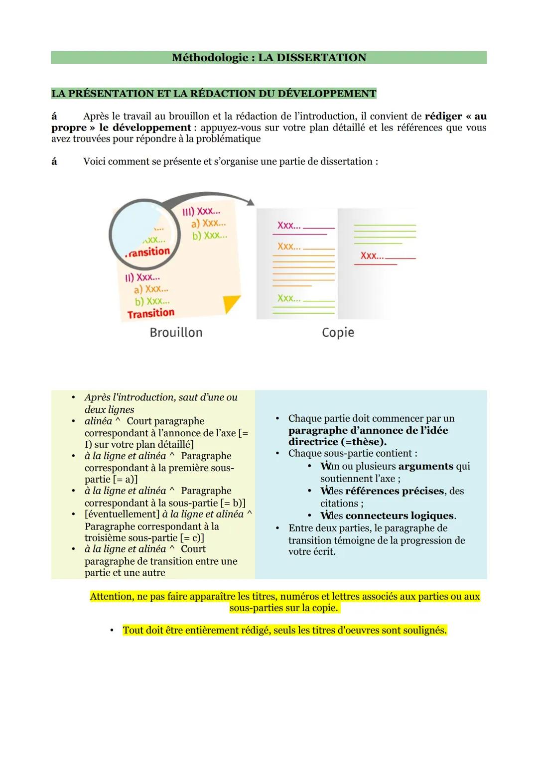# Méthodologie: LA DISSERTATION
Etape 5: LE CHOIX DES EXEMPLES
Il s'agit ici d'illustrer chaque argument de la dissertation.
Il faut s'app