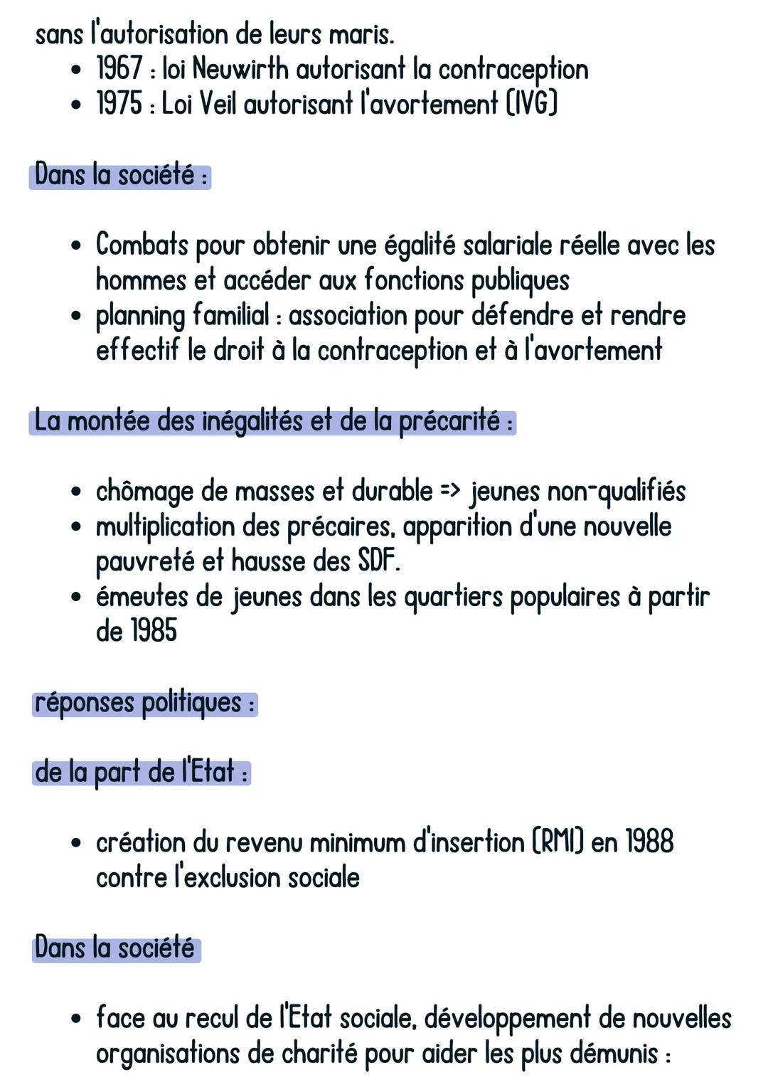 •Histoire
@avoirsonbrevet
Femmes et hommes dans la société
française (1950-1989)
I. Les transformations de la société française (1950-1989)