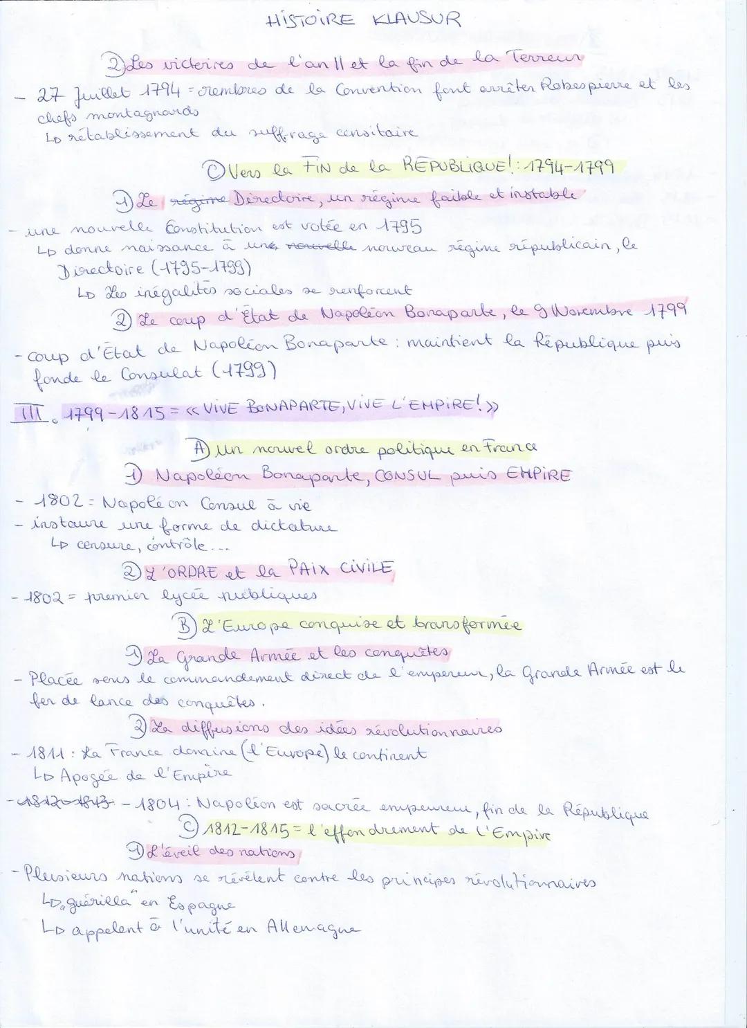 HISTOIRE KLAUSUR
THEME 1: L'Europe face
aux révolutions
Chapitre 1: La Révolution française et l'Empire:
une nouvelle conception de la natur