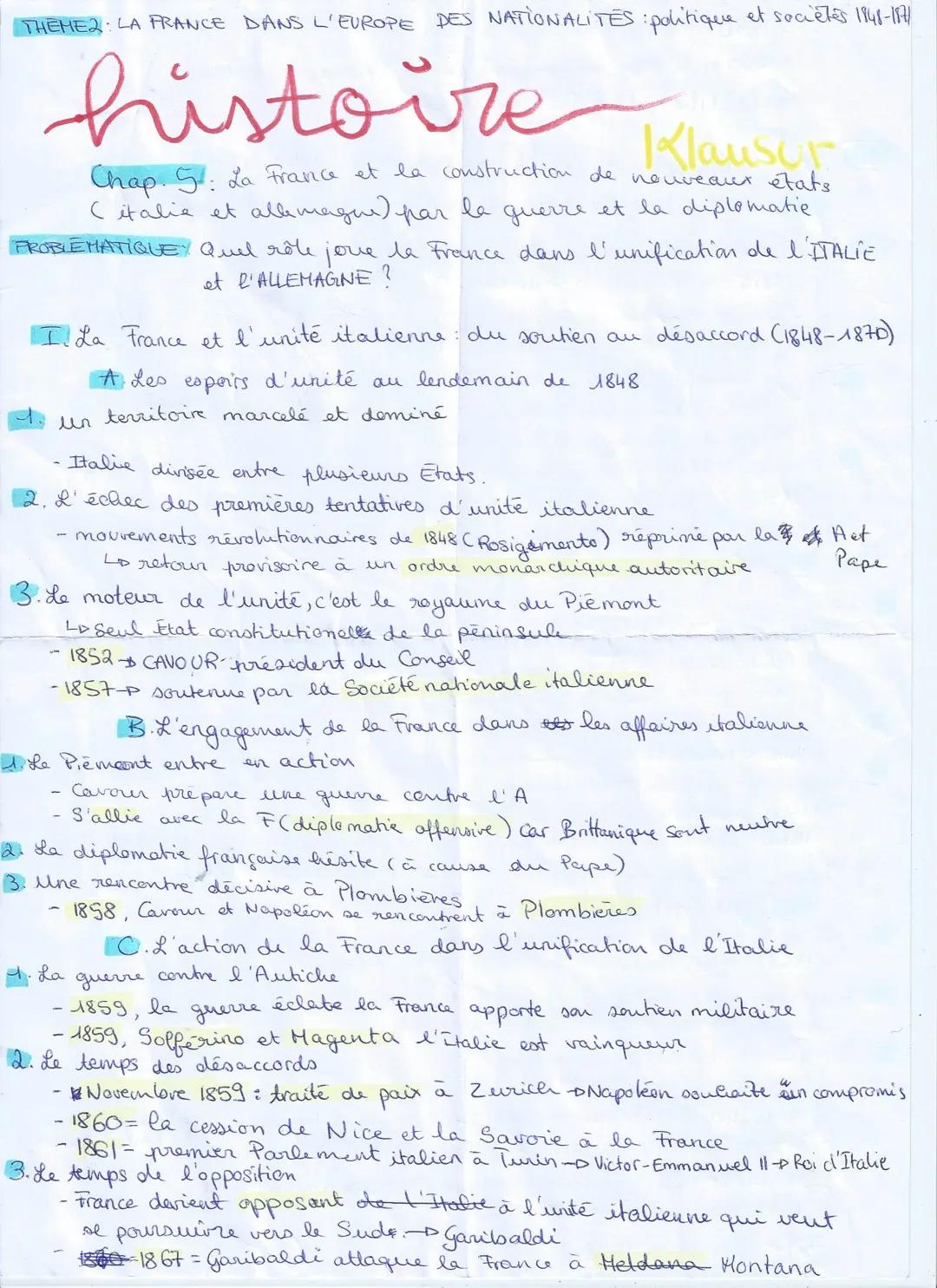 HISTOIRE KLAUSUR
THEME 1: L'Europe face
aux révolutions
Chapitre 1: La Révolution française et l'Empire:
une nouvelle conception de la natur
