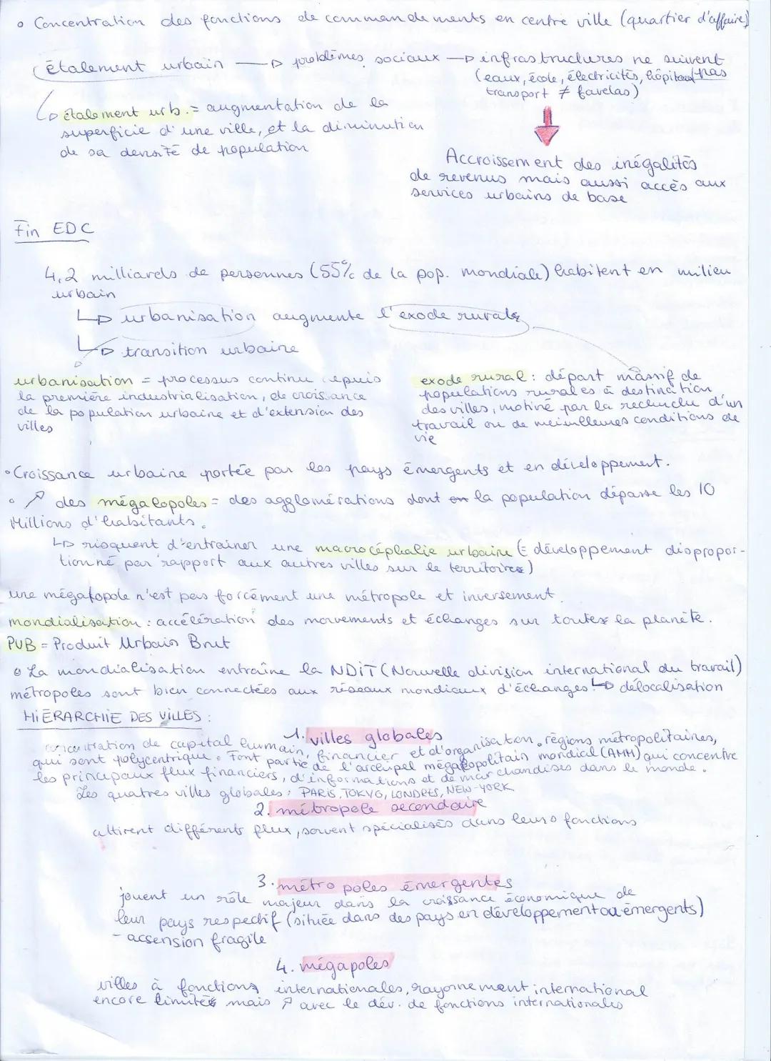 # GEOGRAPHIE
Chap. 1. Métropolisation et recomposition urbaine des métropoles
problématique: Pourquoi et comment la métropolisation progress