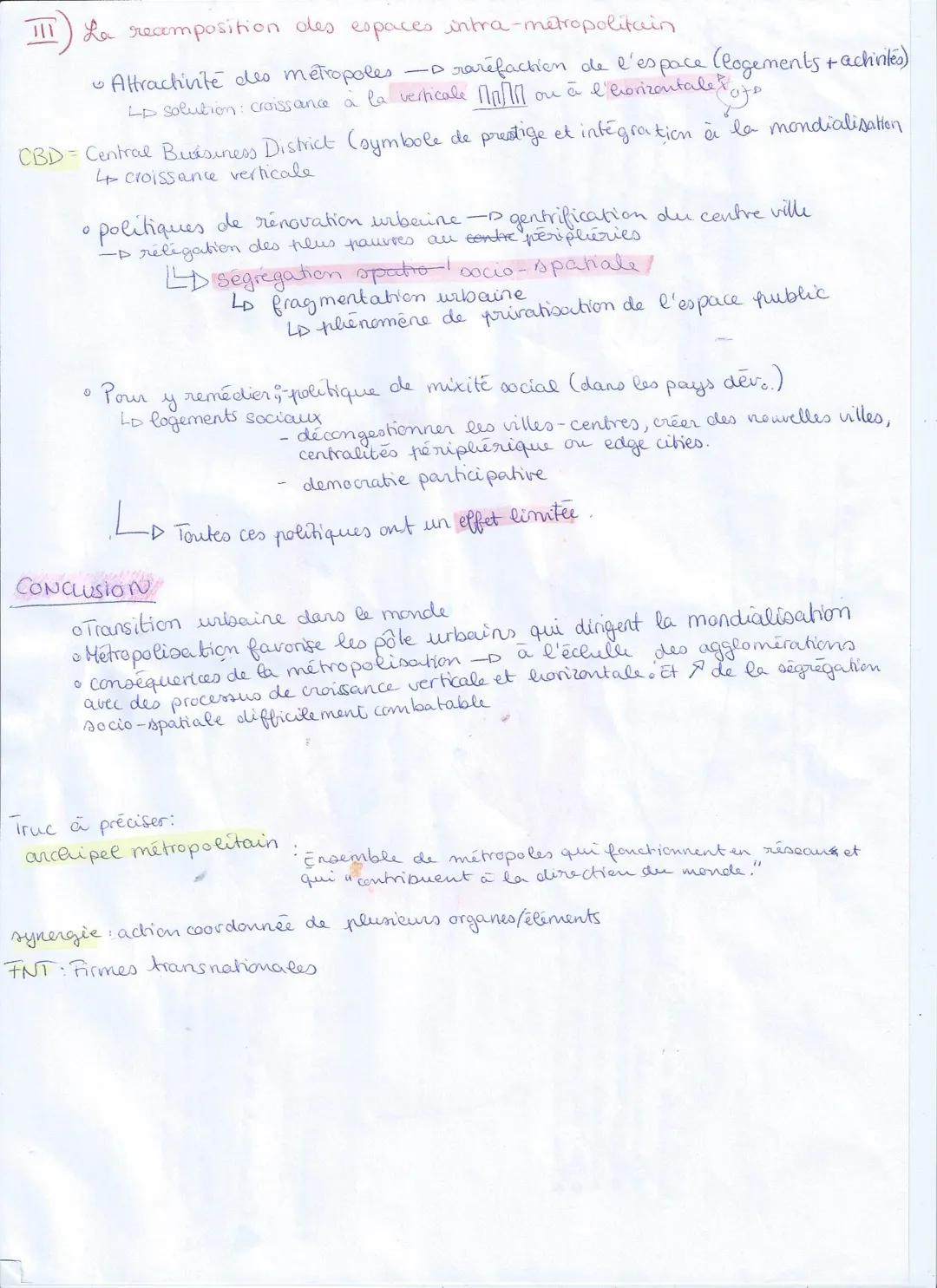 # GEOGRAPHIE
Chap. 1. Métropolisation et recomposition urbaine des métropoles
problématique: Pourquoi et comment la métropolisation progress