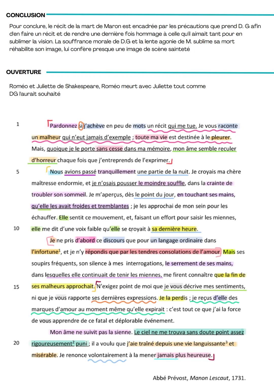# Français
# Analyse linéaire La mort de Manon
INTRODUCTION
Dans le cadre du parcours << Personnage en marge, plaisir du romanesque », no