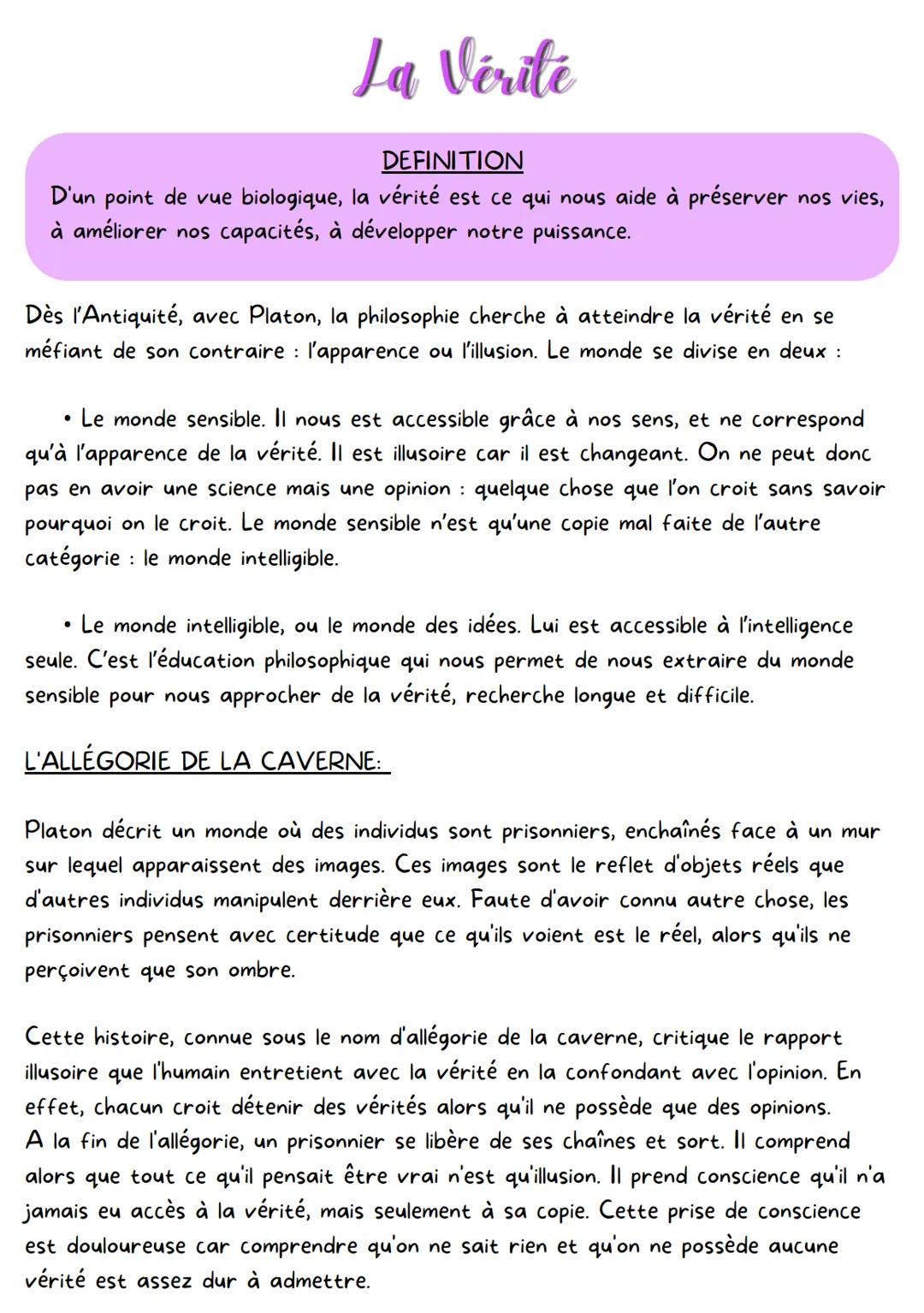 La Vérité
DEFINITION
D'un point de vue biologique, la vérité est ce qui nous aide à préserver nos vies,
à améliorer nos capacités, à dévelop