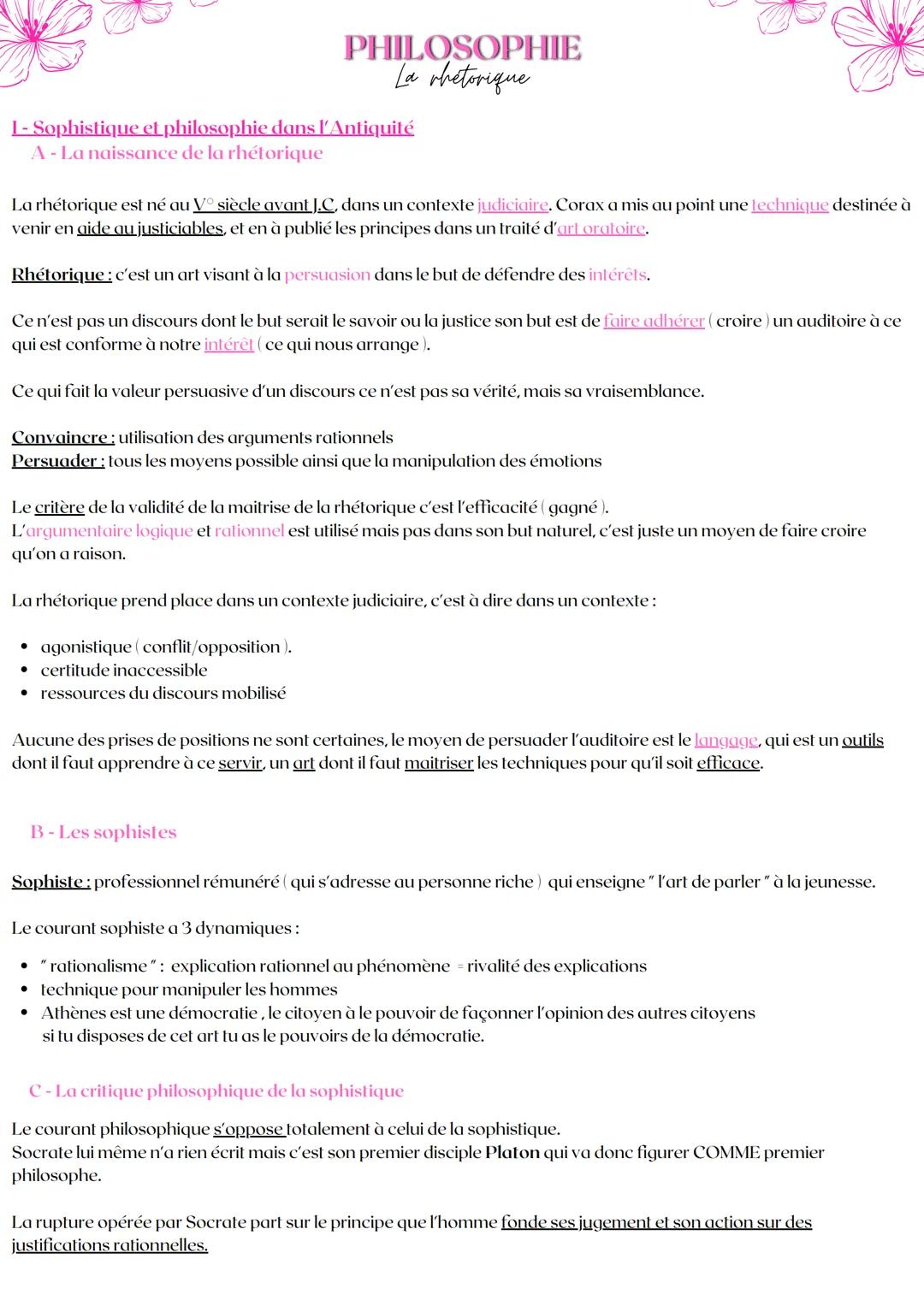 PHILOSOPHIE
La rhetorique
I-Sophistique et philosophie dans l'Antiquité
A-La naissance de la rhétorique
La rhétorique est né au V° siècle av