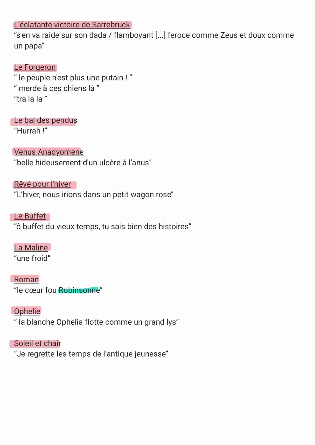 Première soirée
"elle était fort déshabillée"
Les réparties de Nina
"ta poitrine sur ma poitrine"
Le Mal
"Il est un dieu qui rit aux nappes