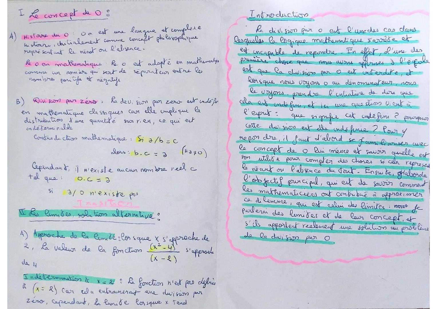 I Le concept de 0:
A) Histoire du 0: 0a est une
langue et complexe
histoare, chitialement comme concept philosophique
représentant le neast