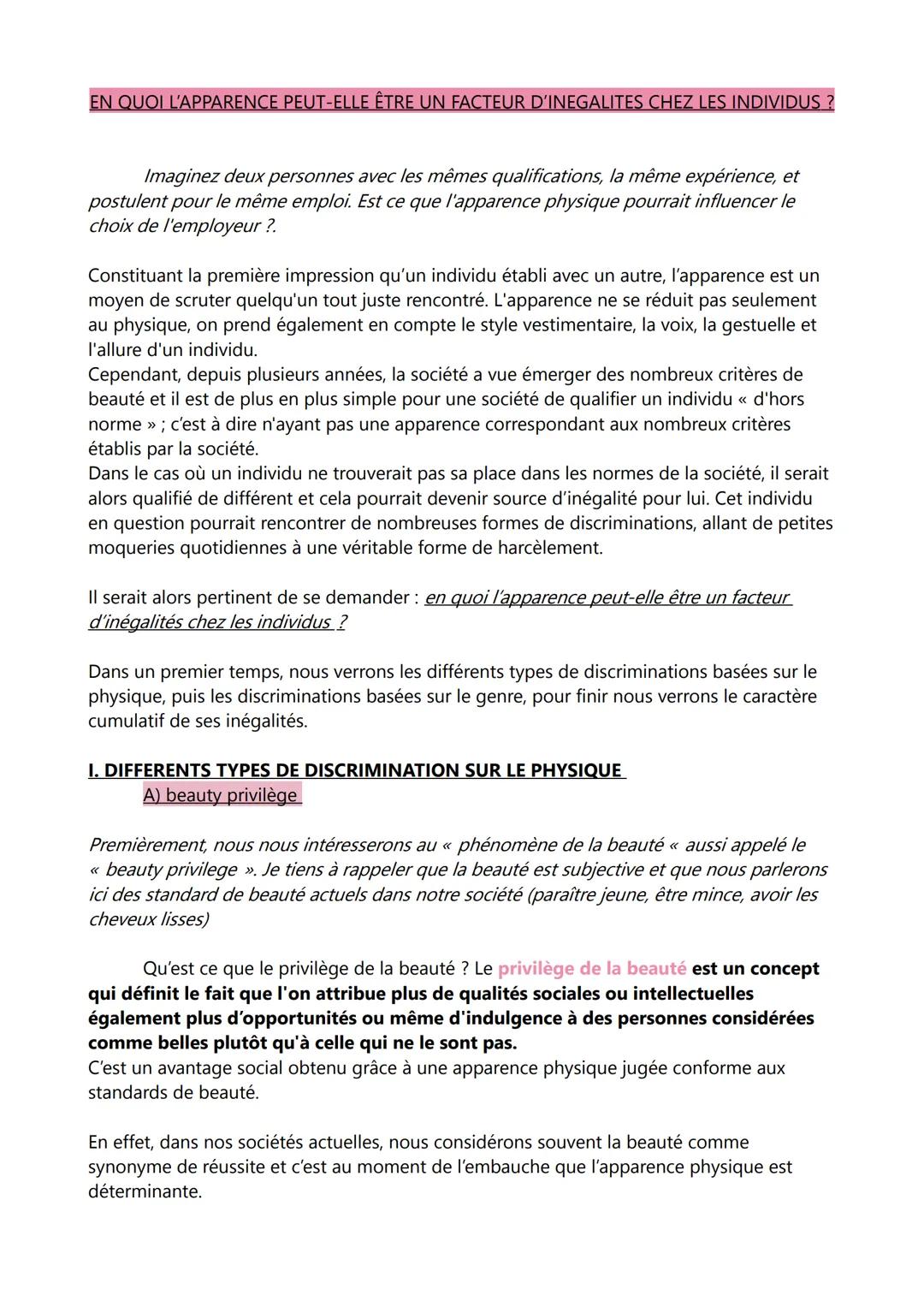 # EN QUOI L'APPARENCE PEUT-ELLE ÊTRE UN FACTEUR D'INEGALITES CHEZ LES INDIVIDUS?
Imaginez deux personnes avec les mêmes qualifications, la