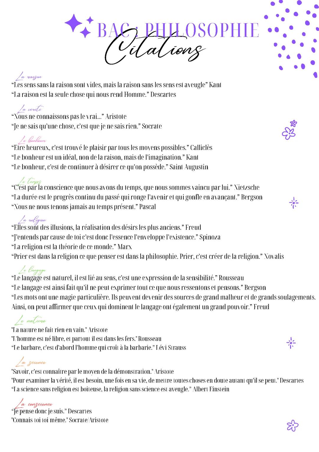 Citations philosophie 17 notions