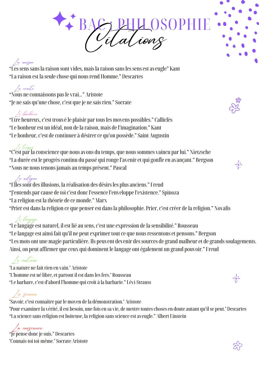 La raison
BAG PHILOSOPHIE
1 Citations
"Les sens sans la raison sont vides, mais la raison sans les sens est aveugle" Kant
"La raison est la