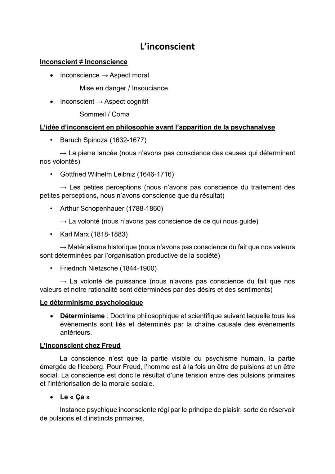 L'inconscient
Inconscient Inconscience
• Inconscience → Aspect moral
Mise en danger / Insouciance
• Inconscient → Aspect cognitif
Sommeil Co