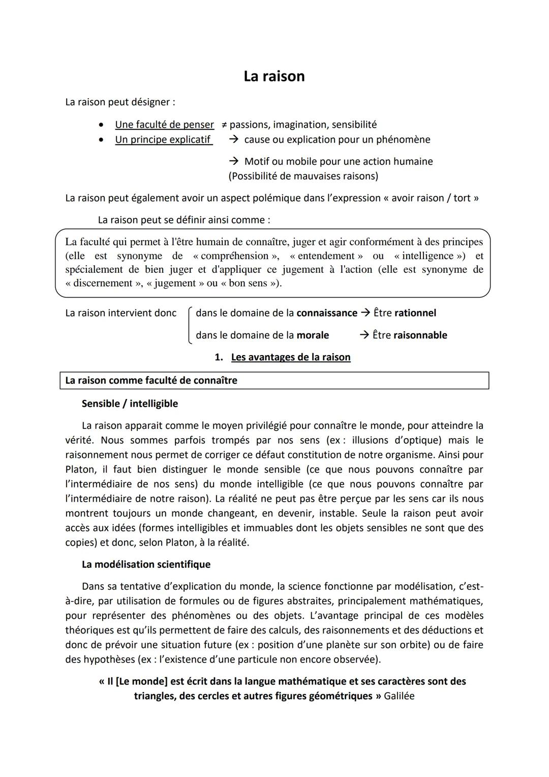 # La raison
La raison peut désigner:
- Une faculté de penser passions, imagination, sensibilité
- Un principe explicatif cause ou explicat