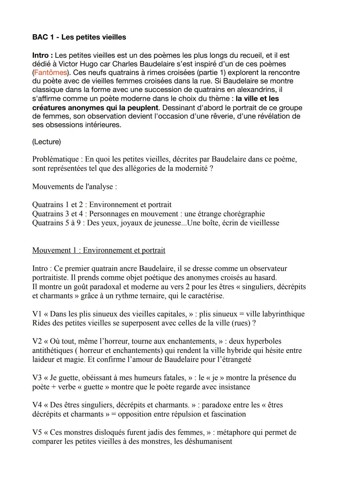 # BAC 1 - Les petites vieilles
Intro: Les petites vieilles est un des poèmes les plus longs du recueil, et il est
dédié à Victor Hugo car C