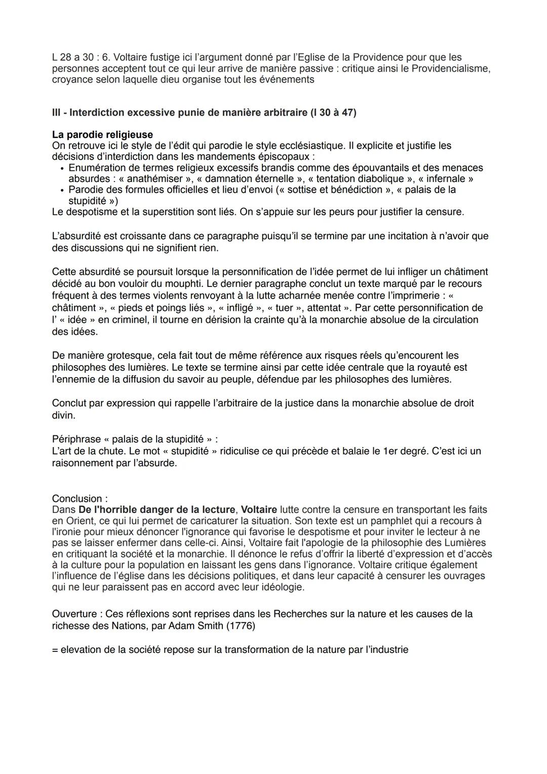 # BAC 10 - De l'horrible danger de la lecture
Introduction :
Voltaire est une figure emblématique du mouvement philosophique et culturel d