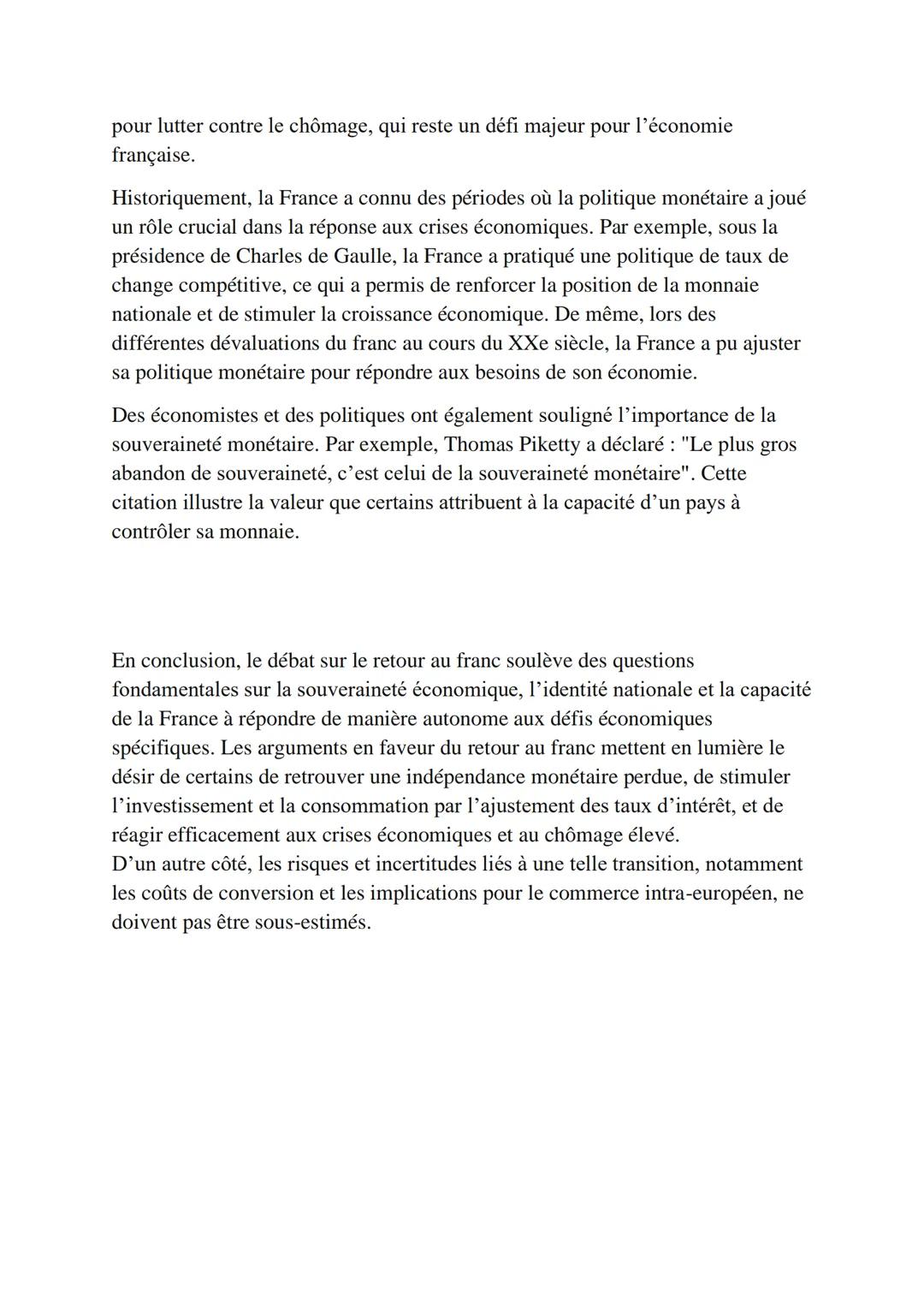 Grand Oral SES
Problématique : Devrions-nous revenir au franc ?
Introduction:
J'ai choisi de discuter du retour au franc comme sujet de mon