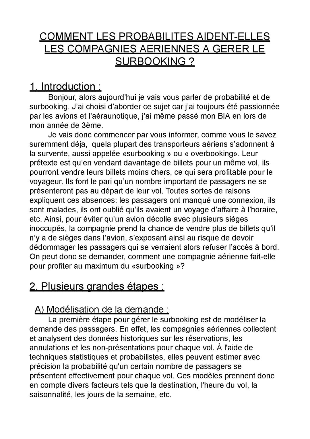 Grand Oral Surbooking