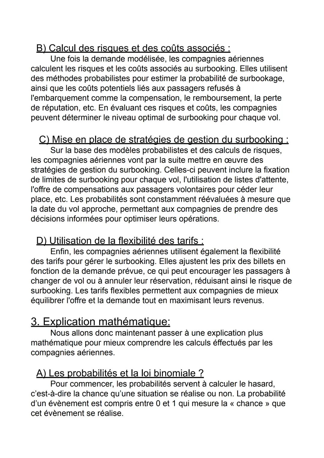 COMMENT LES PROBABILITES AIDENT-ELLES
LES COMPAGNIES AERIENNES A GERER LE
SURBOOKING?
1. Introduction :
Bonjour, alors aujourd'hui je vais v