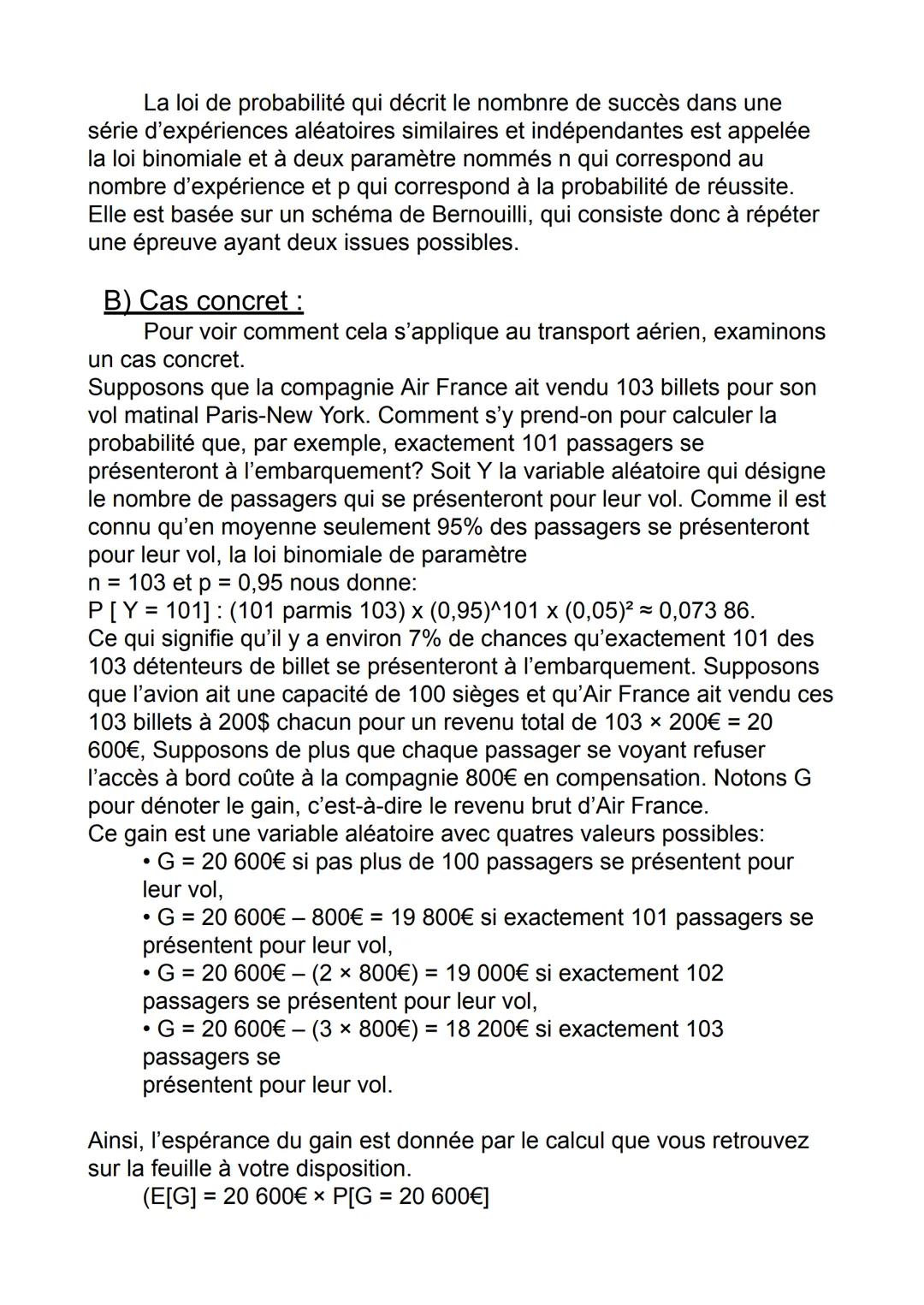 COMMENT LES PROBABILITES AIDENT-ELLES
LES COMPAGNIES AERIENNES A GERER LE
SURBOOKING?
1. Introduction :
Bonjour, alors aujourd'hui je vais v