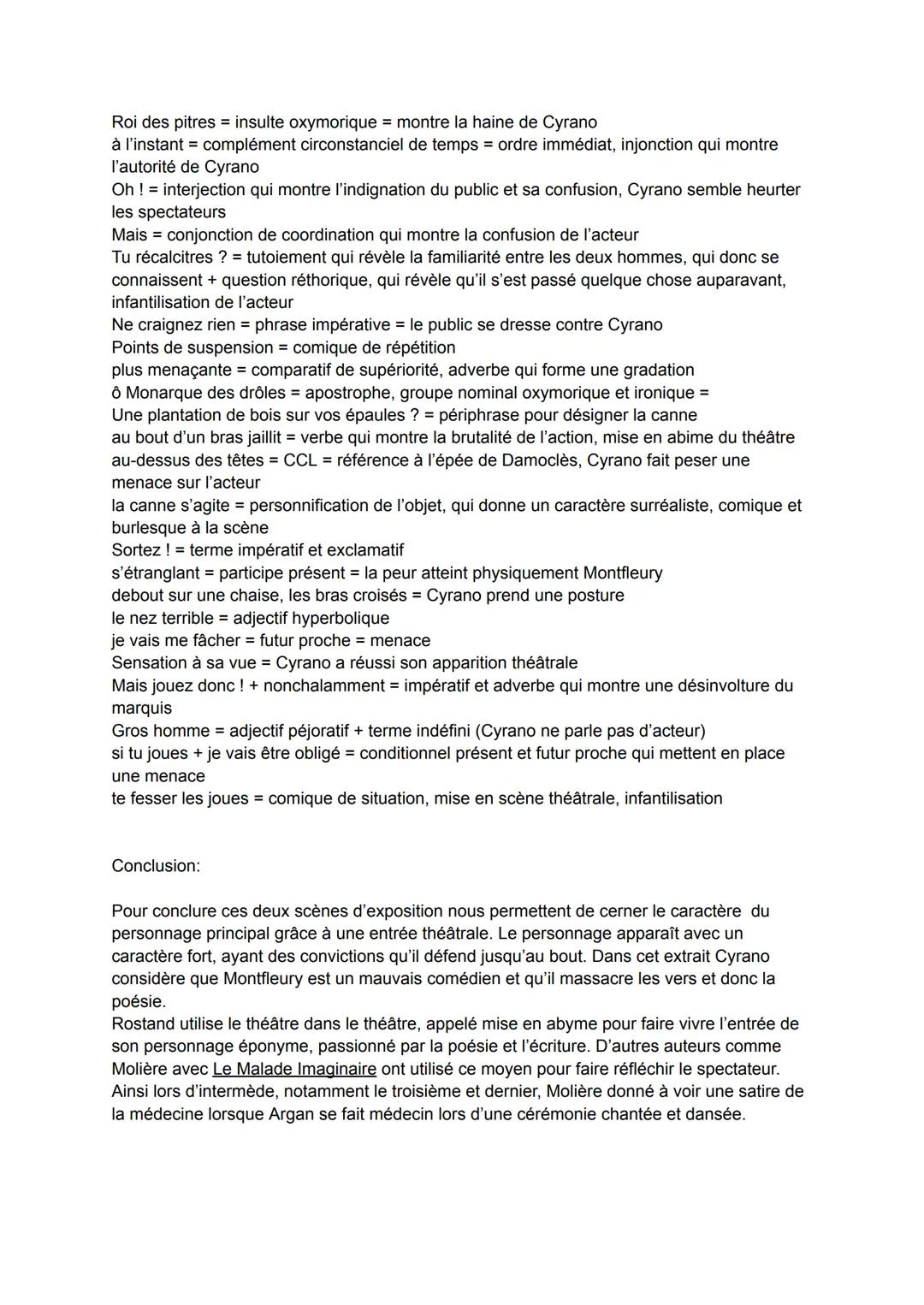 Commentaire de texte - Cyrano de Bergerac
Intro:
Cyrano de Bergerac est une pièce de théâtre en alexandrins de la fin du 19e siècle, dont
l'