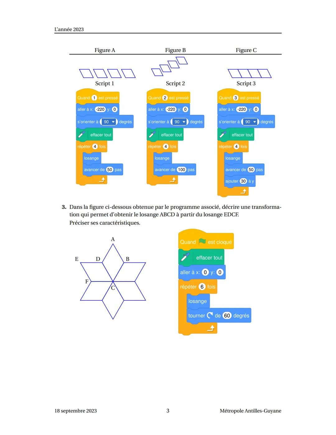 # Diplôme national du Brevet
# Métropole Antilles-Guyane 18 septembre 2023
Durée: 2 heures
Indications portant sur l'ensemble du sujet.