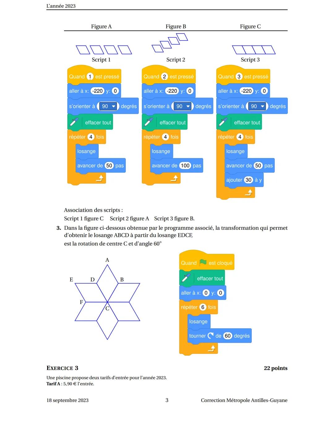 Diplôme national du Brevet
Métropole Antilles-Guyane 18 septembre 2023
Durée: 2 heures
Indications portant sur l'ensemble du sujet.
Toutes l