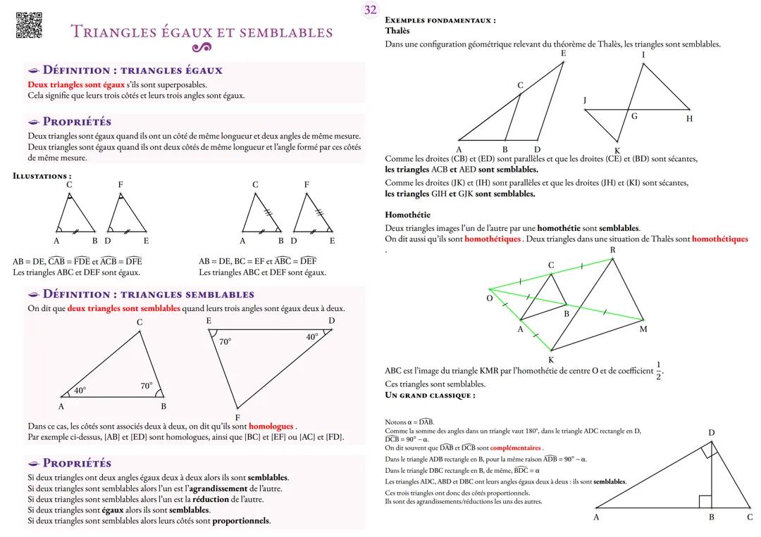 Les triangle égaux et semblable