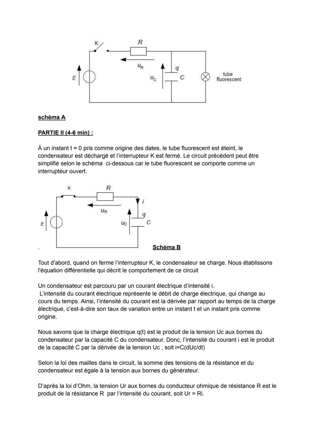 v Comment les équations différentiel modélisent-elles le fonctionnement d'un circuit
électrique d'un tube fluorescent
Introduction (58sec ):