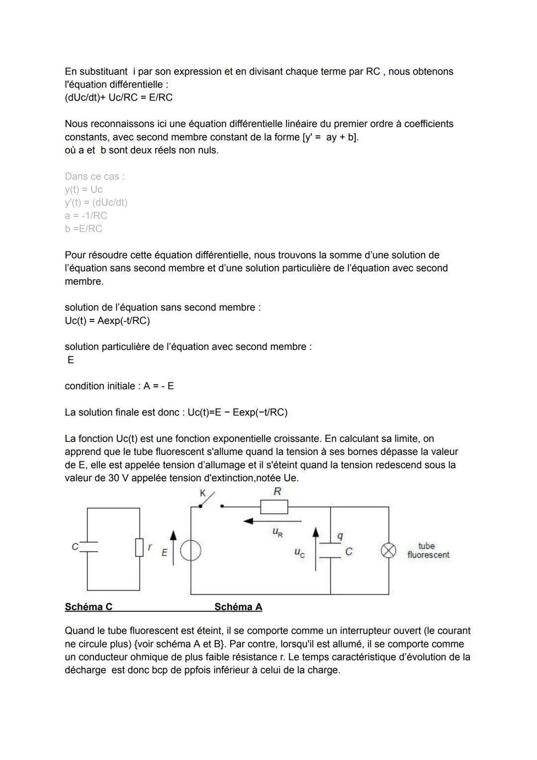 v Comment les équations différentiel modélisent-elles le fonctionnement d'un circuit
électrique d'un tube fluorescent
Introduction (58sec ):