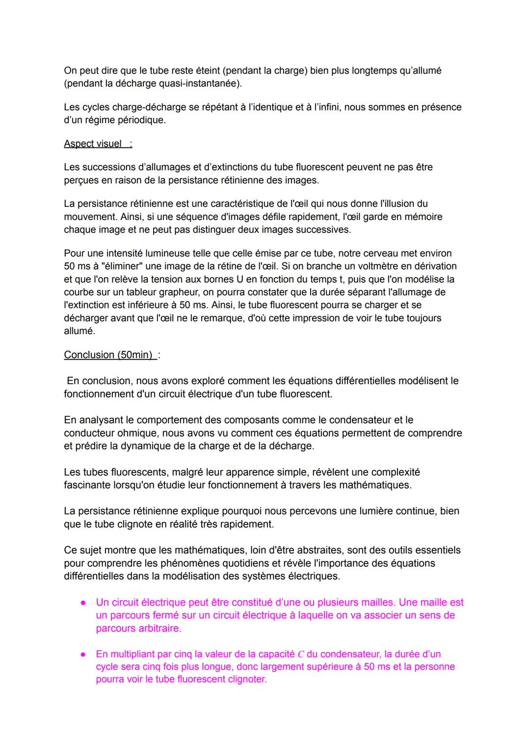 v Comment les équations différentiel modélisent-elles le fonctionnement d'un circuit
électrique d'un tube fluorescent
Introduction (58sec ):