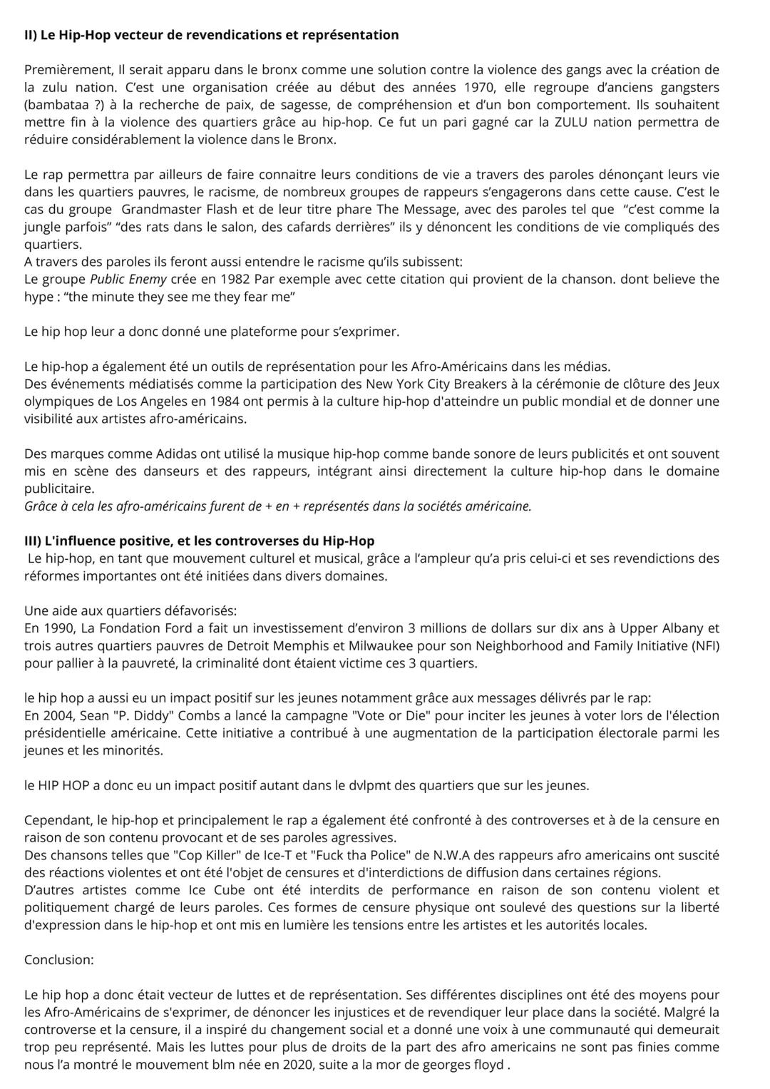 Dans les années 1970 aux etats unis, les afro americains étaient une minorité, marginalisé. C'est à
cette période qu'a émergé le hip-hop com