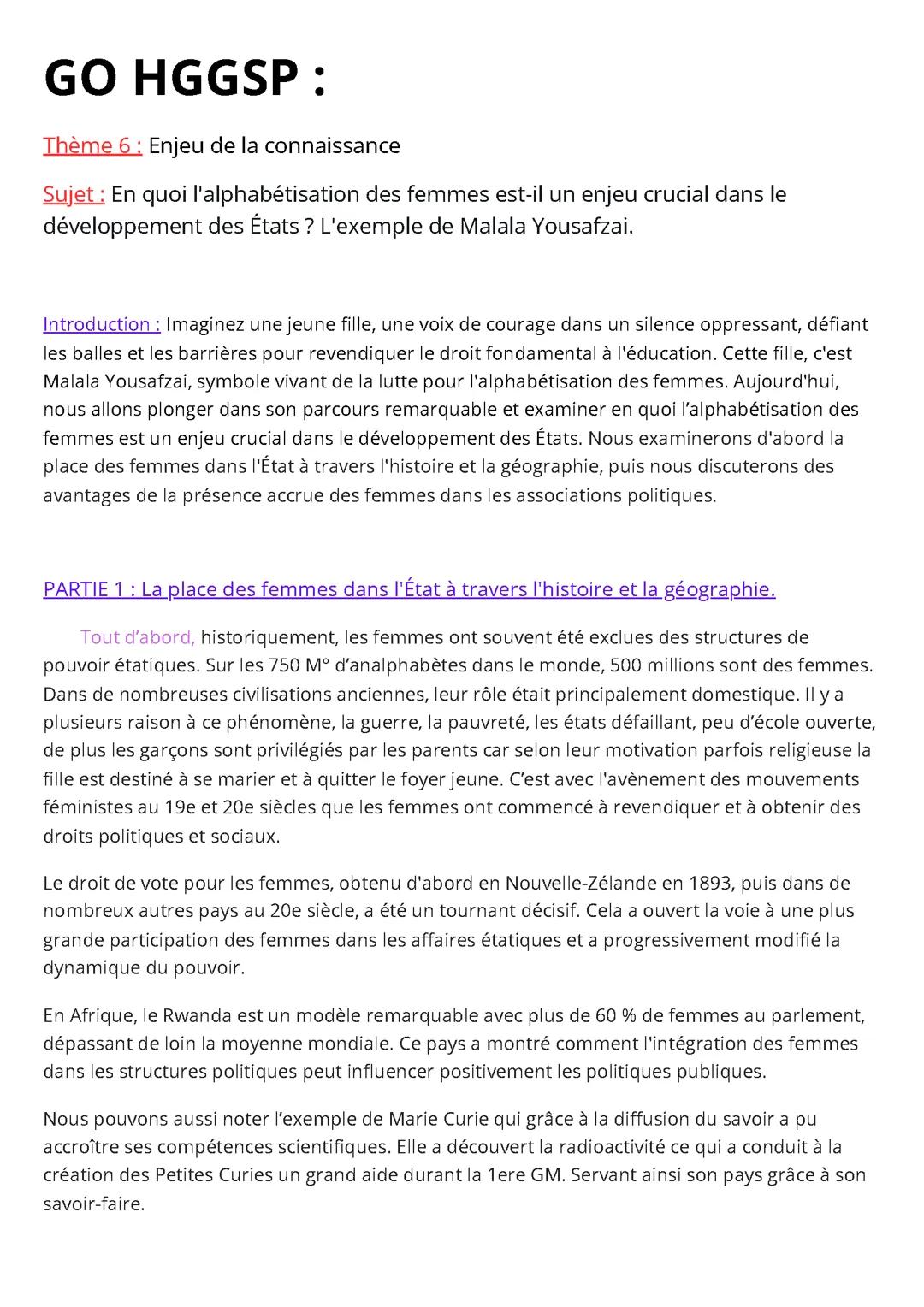 Grand Oral HGGSP terminale 10 minutes