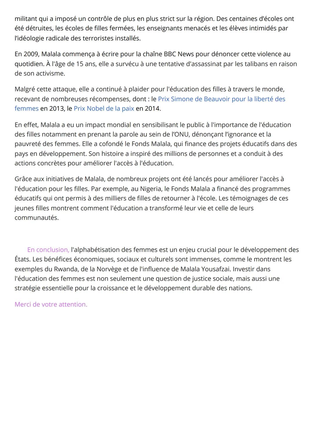 GO HGGSP:
Thème 6: Enjeu de la connaissance
Sujet : En quoi l'alphabétisation des femmes est-il un enjeu crucial dans le
développement des É