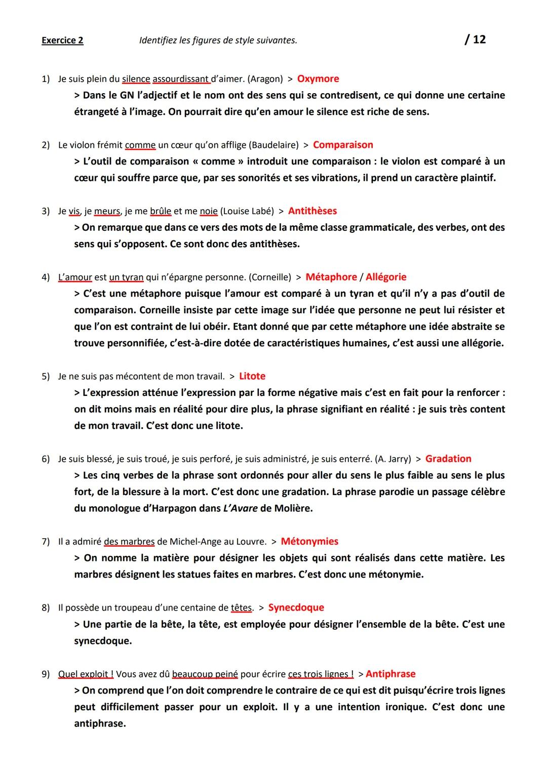 NOM/PRENΟΜ:
CLASSE :
DATE:
# Interrogation sur les figures de style
## Exercice 1
a) Nommez les figures de style soulignées. - b) Explique