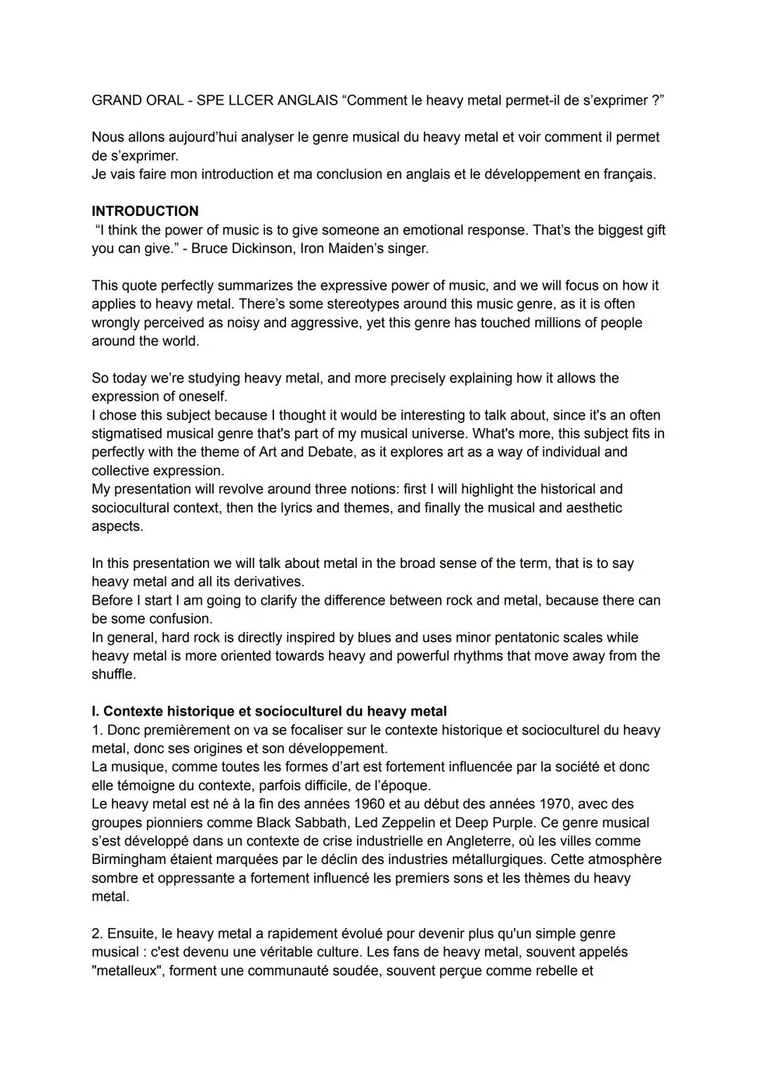 Grand Oral Spé LLCER Anglais