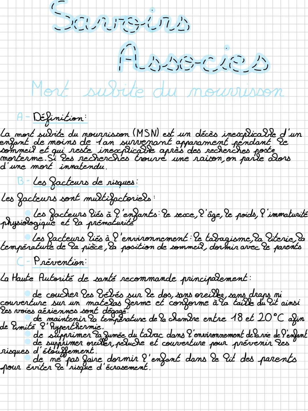 Assecies
Mort subite du nourrisson
A - Définition:
La mort subite du nourrisson (MSN) est un décès inexplicable d'un
enfant de moins de lan