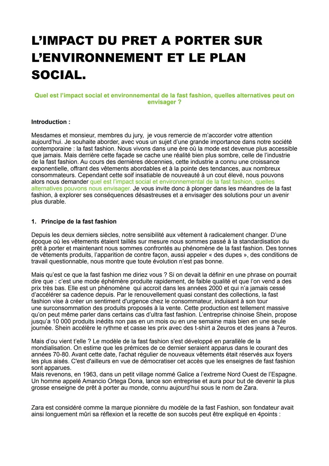 L'IMPACT DU PRET A PORTER SUR
L'ENVIRONNEMENT ET LE PLAN
SOCIAL.
Quel est l'impact social et environnemental de la fast fashion, quelles alt