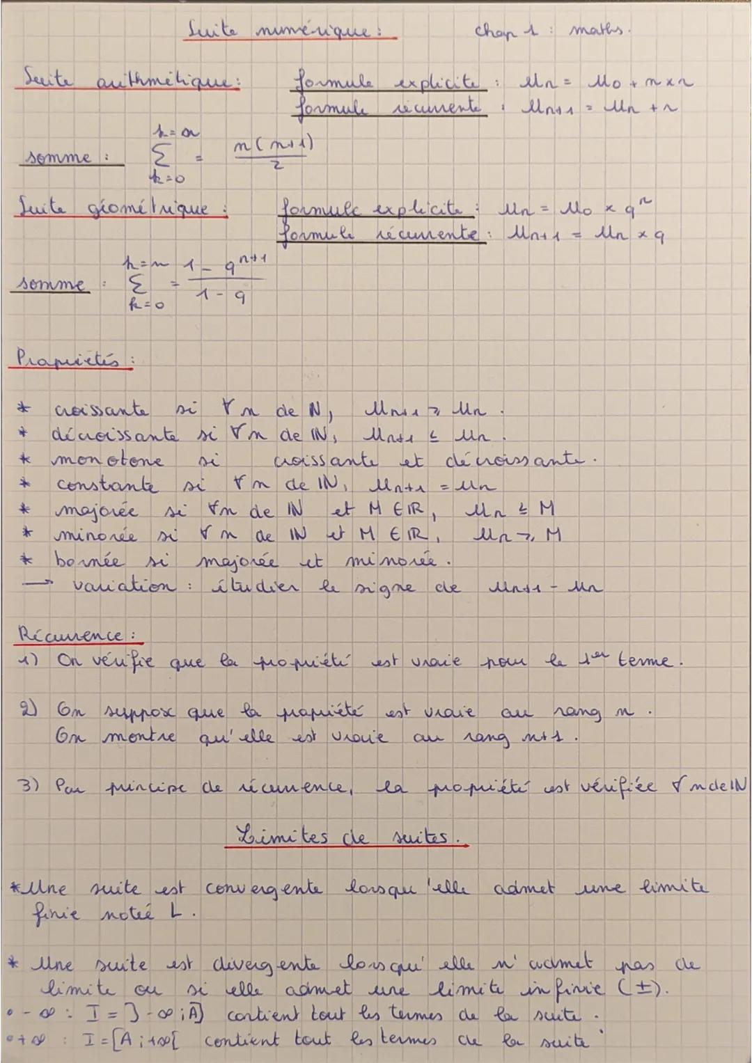 Suite numérique
chap & maths.
formule explicite: un = Mo+m xn
formule recurrente
Мпол
= un + ^
Seite authmétique:
t=a
somme
Σ
n(mis)
2
12:0