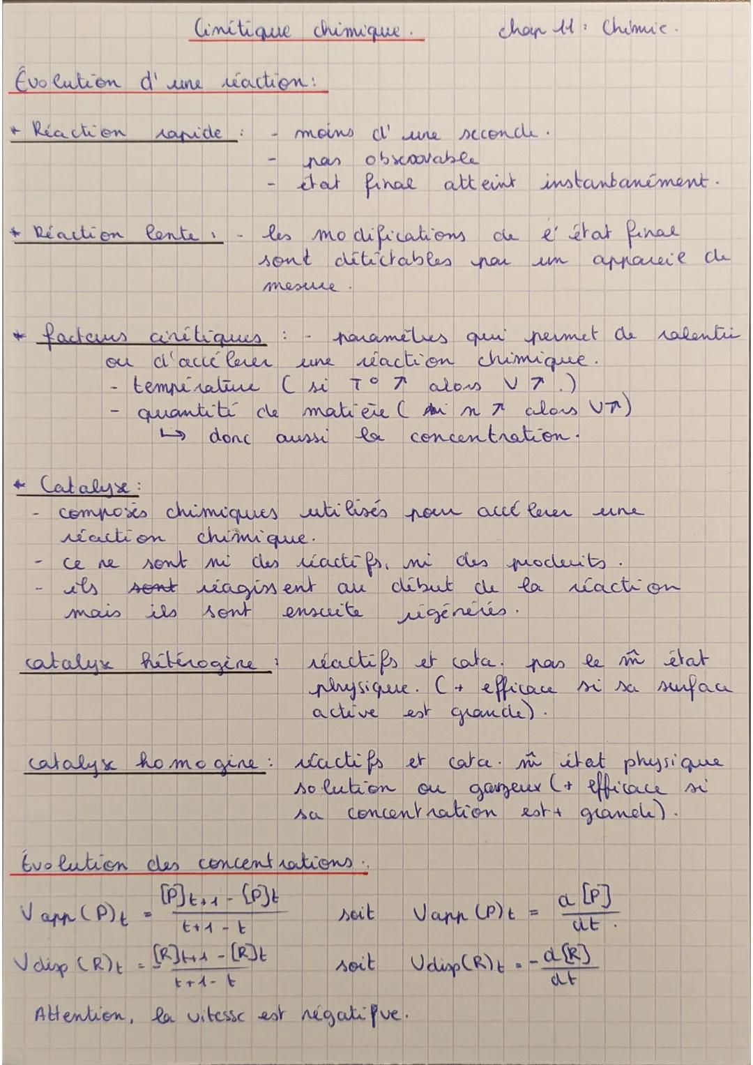 Cinitique chimique.
2
chap Chimic.
Evolution d'une réaction:
Réaction
rapide:
+ Reaction lente.
moins d'une seconde.
pas
obscovable
etat fin