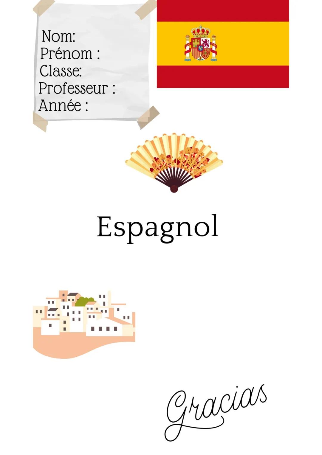 Nom:
Prénom :
Classe:
Professeur :
Année :
Espagnol
Gracias