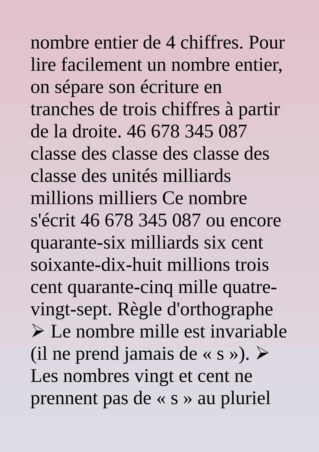 Les Nombres Entiers Et
Décimaux
Les nombres entiers
Vocabulaire attention, ne pas
confondre un chiffre et un
nombre. 1, 2, 3, 4, 5, 6, 7, 8,