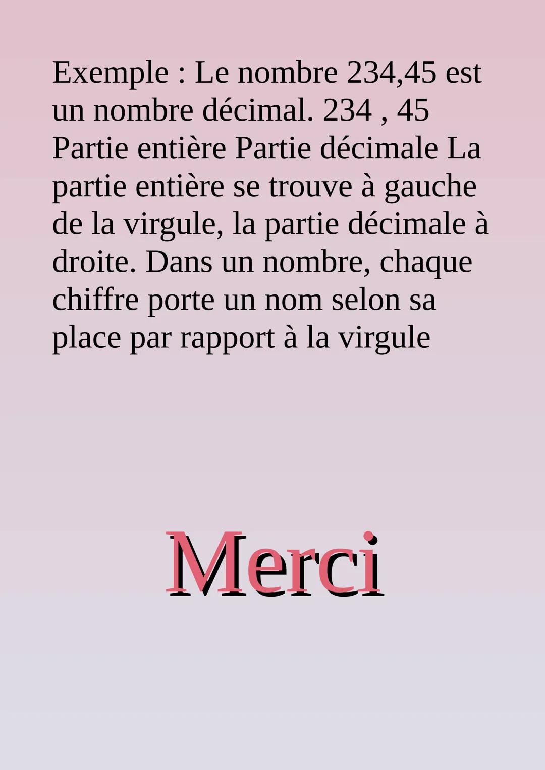 Les Nombres Entiers Et
Décimaux
Les nombres entiers
Vocabulaire attention, ne pas
confondre un chiffre et un
nombre. 1, 2, 3, 4, 5, 6, 7, 8,