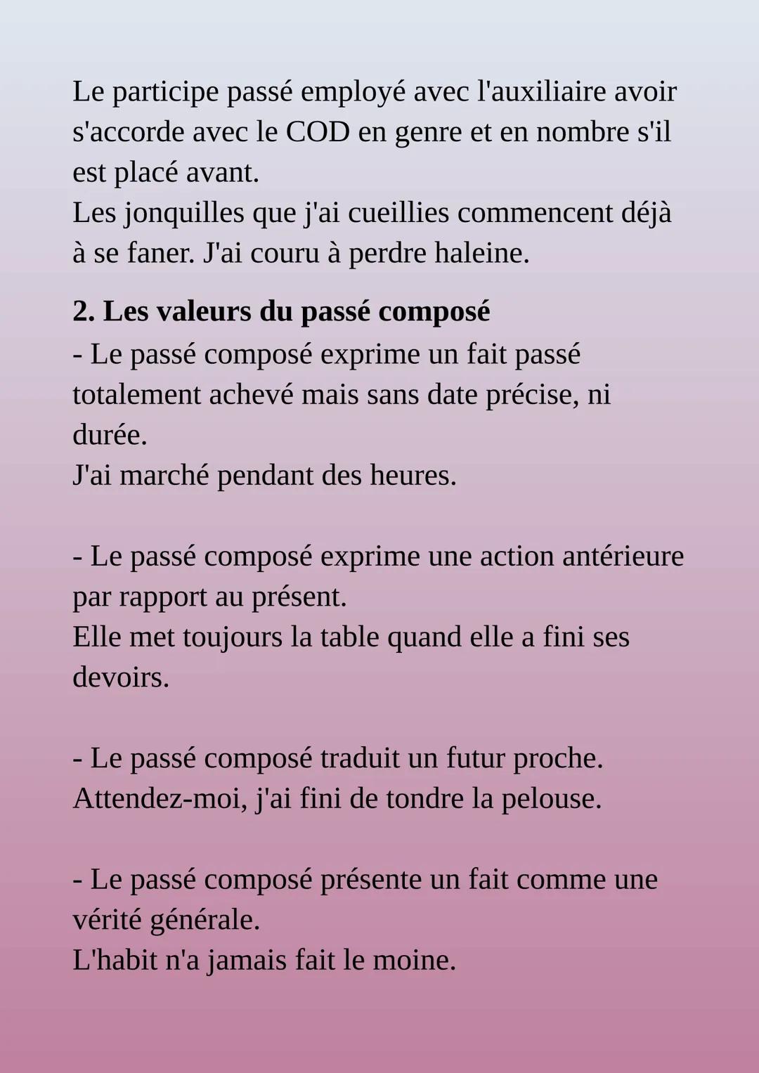 Le Passé Composé
Le passé composé est l'un des 4 temps composés
du mode indicatif. Dans la langue parlée ou
familière, le passé composé remp