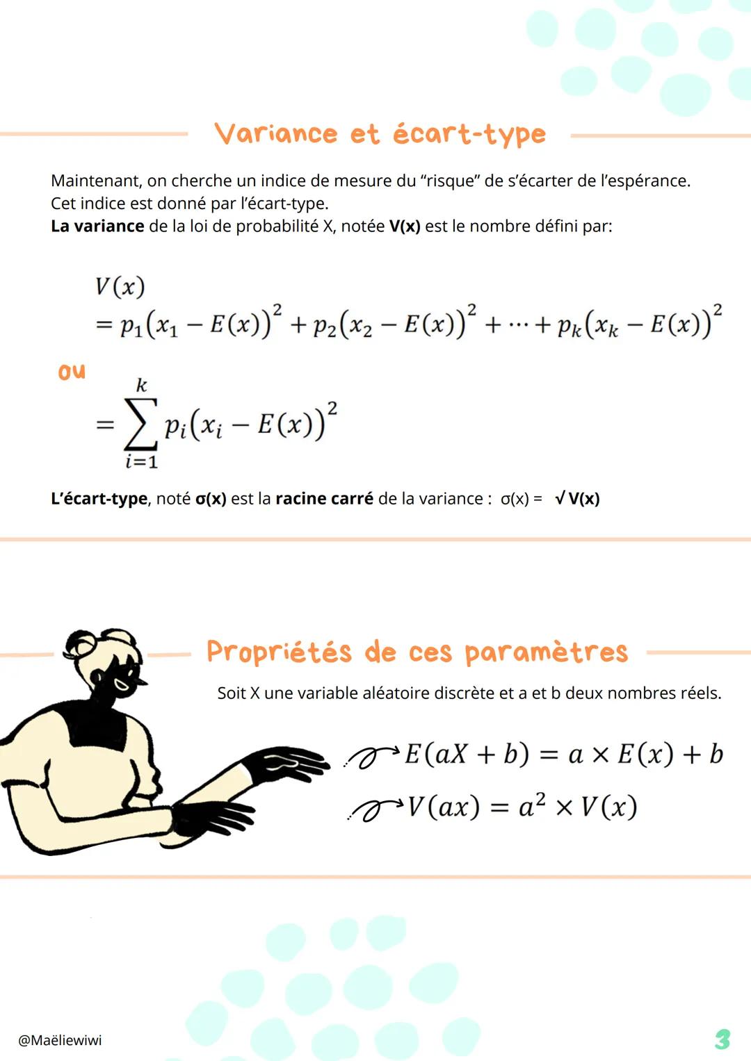 Variables
aléatoires
1) Variables aléatoires
Définition
Soit 2, l'univers d'une expérience aléatoire.
Définir une variable aléatoire X sur 2