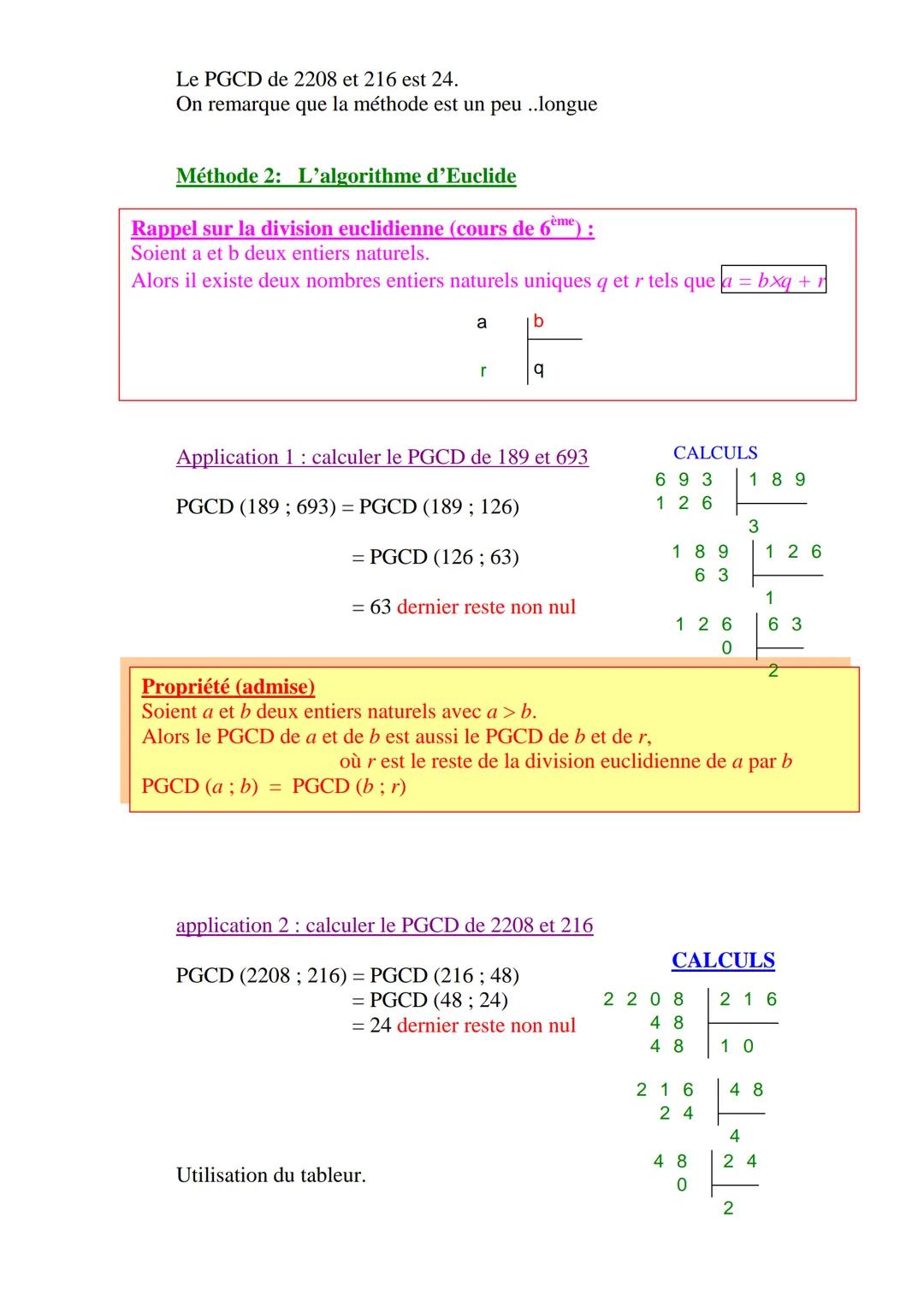 Programme de 3ème en mathématiques
NOMBRES ENTIERS ET RATIONNELS 4
Arithmétique
I.
1.
Divisibilité
2.
Nombres premiers
3.
4.
5.
PGCD de deux