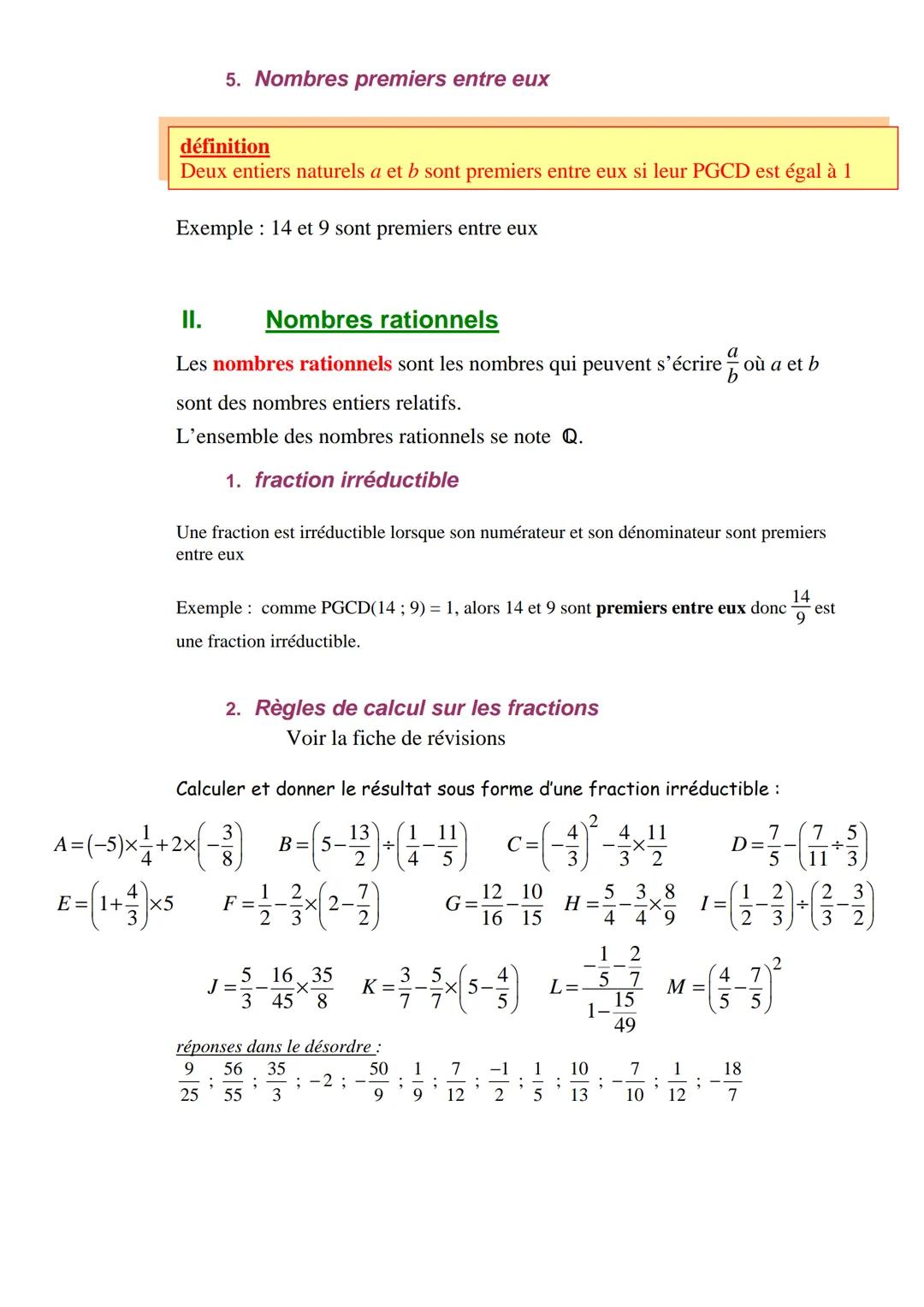 Programme de 3ème en mathématiques
NOMBRES ENTIERS ET RATIONNELS 4
Arithmétique
I.
1.
Divisibilité
2.
Nombres premiers
3.
4.
5.
PGCD de deux