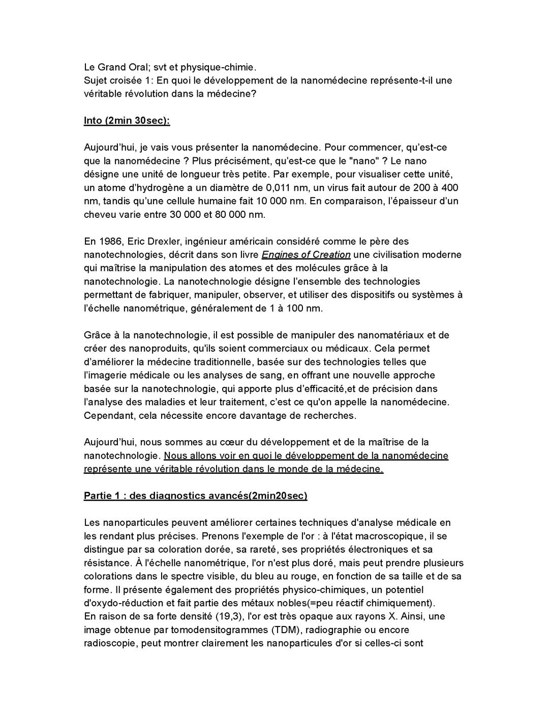 Le Grand Oral; svt et physique-chimie.