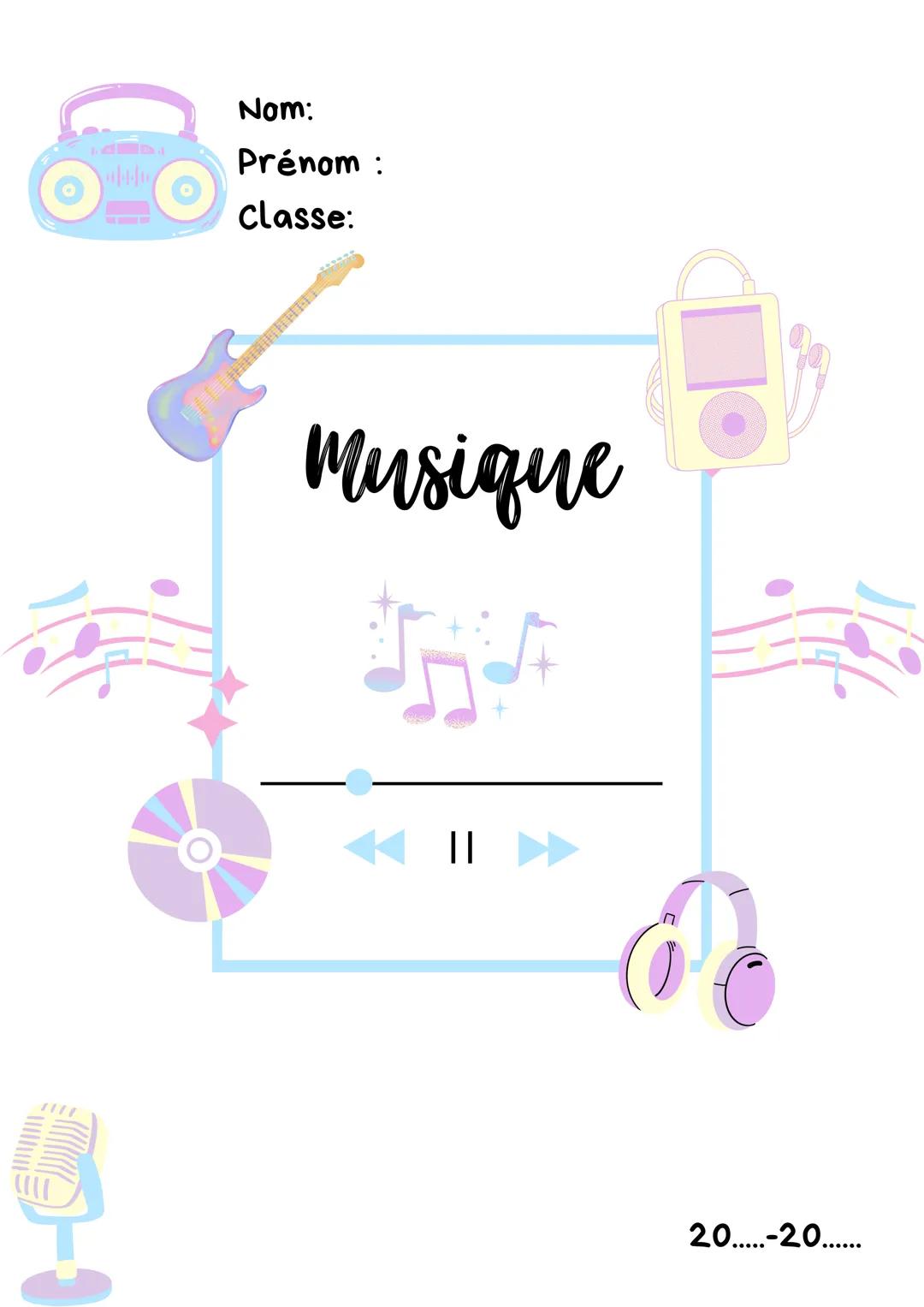Nom:
Prénom :
Classe:
Musique
20.....-20......