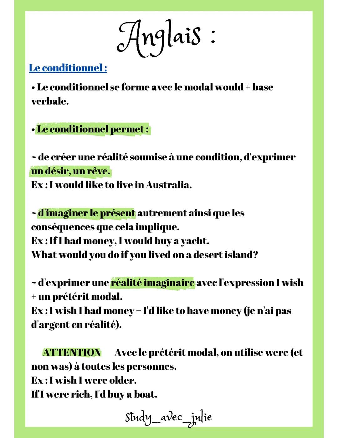 Le conditionnel en anglais